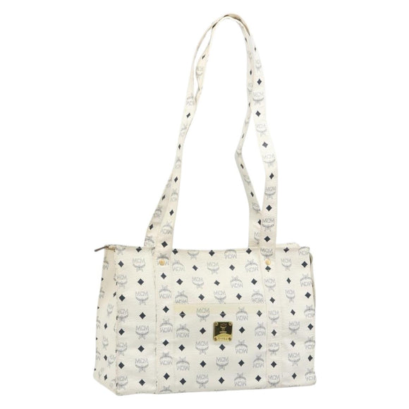 MCM Vicetos Logogram Tote Bag PVC Leather White Auth 187455