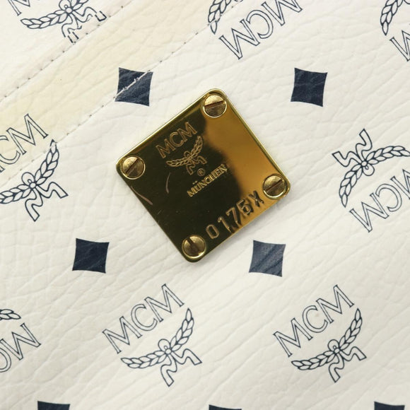 MCM Vicetos Logogram Tote Bag PVC Leather White Auth 187455