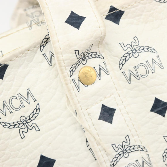 MCM Vicetos Logogram Tote Bag PVC Leather White Auth 187455