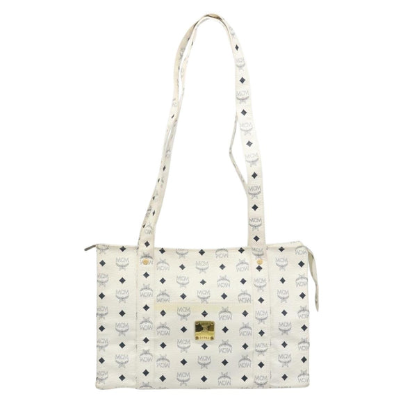 MCM Vicetos Logogram Tote Bag PVC Leather White Auth 187455