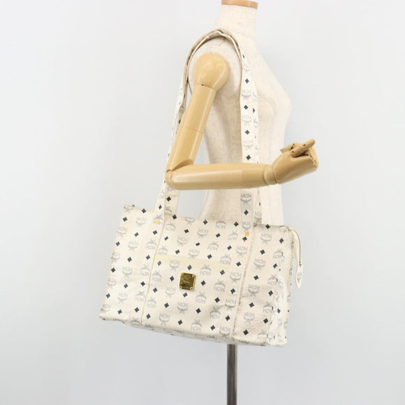 MCM Vicetos Logogram Tote Bag PVC Leather White Auth 187455