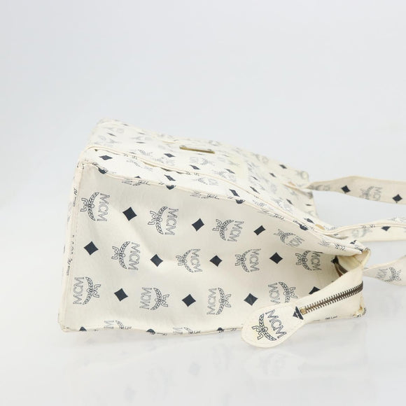 MCM Vicetos Logogram Tote Bag PVC Leather White Auth 187455
