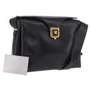 CELINE Shoulder Bag Leather Black Gold Auth 187456-1