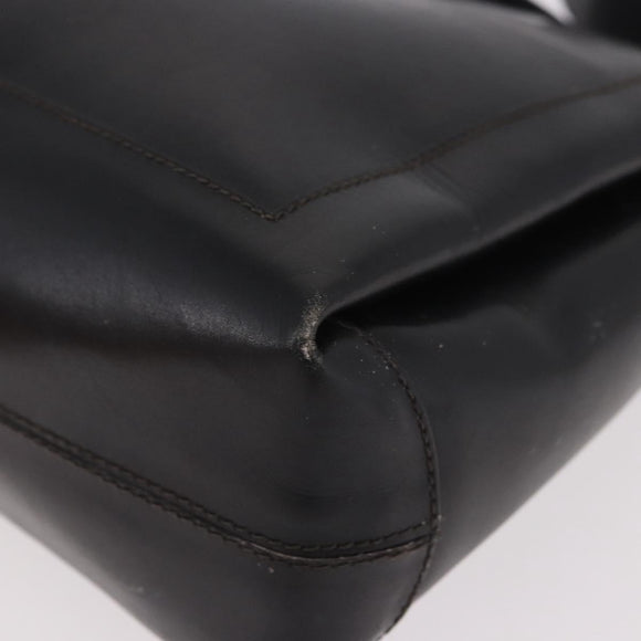 CELINE Shoulder Bag Leather Black Gold Auth 187456