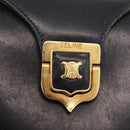 CELINE Shoulder Bag Leather Black Gold Auth 187456-17