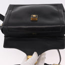 CELINE Shoulder Bag Leather Black Gold Auth 187456-10