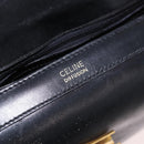 CELINE Shoulder Bag Leather Black Gold Auth 187456-18