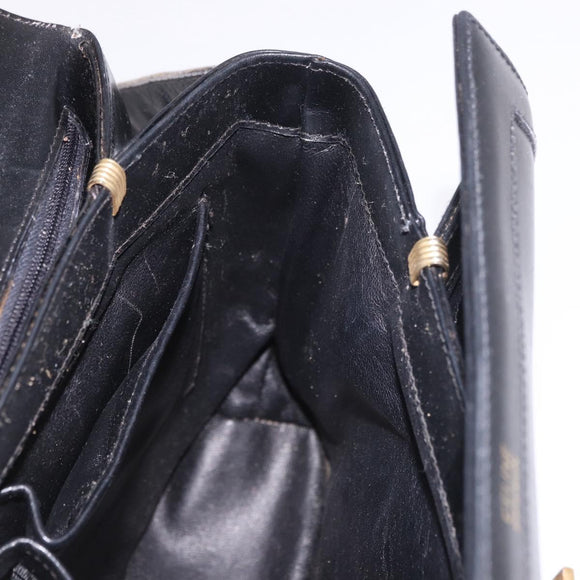 CELINE Shoulder Bag Leather Black Gold Auth 187456