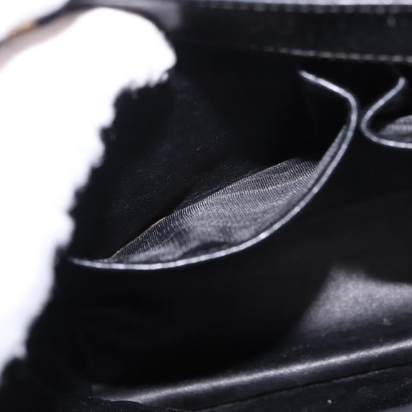 CELINE Shoulder Bag Leather Black Gold Auth 187456