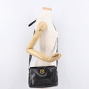 CELINE Shoulder Bag Leather Black Gold Auth 187456-24