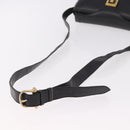 CELINE Shoulder Bag Leather Black Gold Auth 187456-7