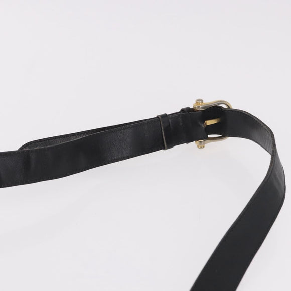 CELINE Shoulder Bag Leather Black Gold Auth 187456