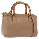 GUCCI Bamboo Hand Bag Leather 2way Beige Gold 000 122 0294 Auth 187457-1