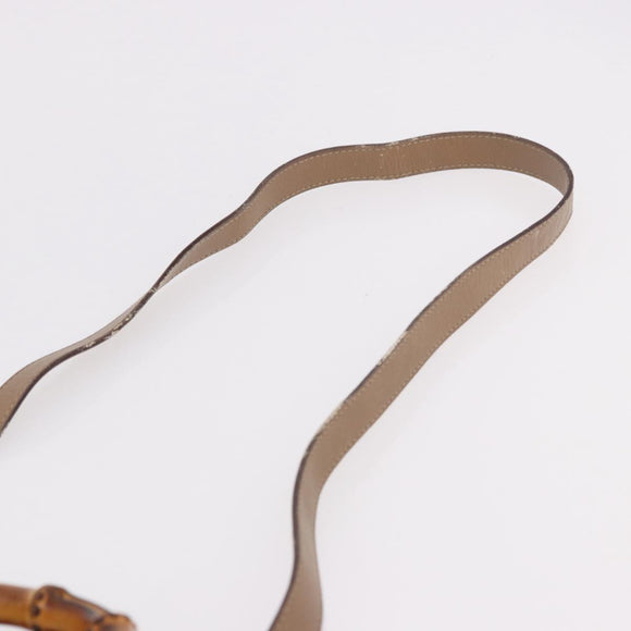 GUCCI Bamboo Hand Bag Leather 2way Beige Gold 000 122 0294 Auth 187457