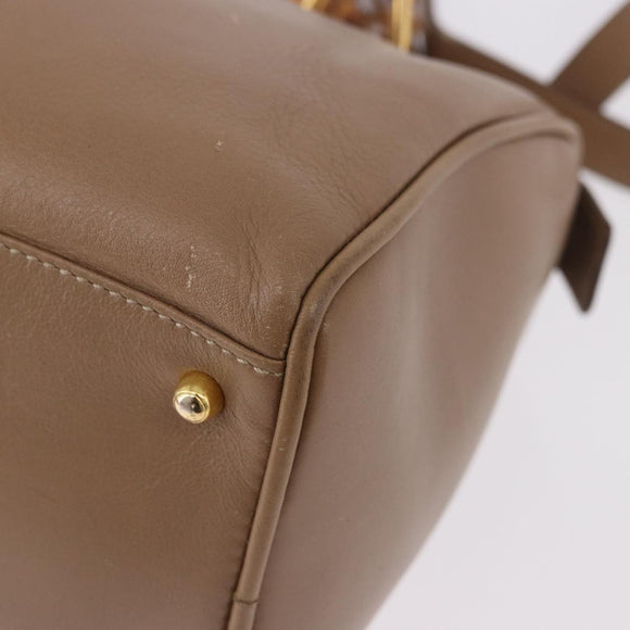 GUCCI Bamboo Hand Bag Leather 2way Beige Gold 000 122 0294 Auth 187457