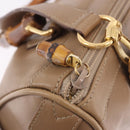GUCCI Bamboo Hand Bag Leather 2way Beige Gold 000 122 0294 Auth 187457-17
