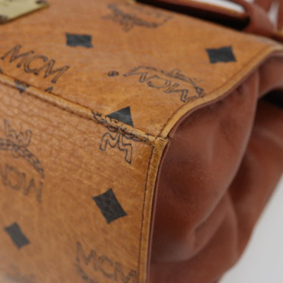 MCM Vicetos Logogram Hand Bag PVC Leather 2way Brown Gold Auth 187458A
