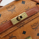 MCM Vicetos Logogram Hand Bag PVC Leather 2way Brown Gold Auth 187458A-16