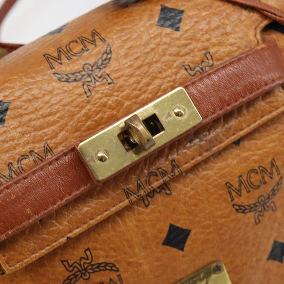 MCM Vicetos Logogram Hand Bag PVC Leather 2way Brown Gold Auth 187458A