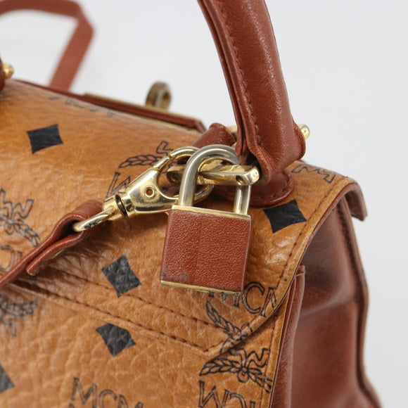 MCM Vicetos Logogram Hand Bag PVC Leather 2way Brown Gold Auth 187458A