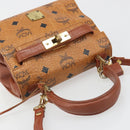 MCM Vicetos Logogram Hand Bag PVC Leather 2way Brown Gold Auth 187458A-6