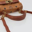 MCM Vicetos Logogram Hand Bag PVC Leather 2way Brown Gold Auth 187458A-7
