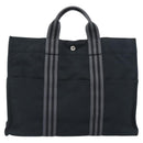 HERMES Fourre Tout GM Hand Bag Canvas Black Silver Auth 187459V-2