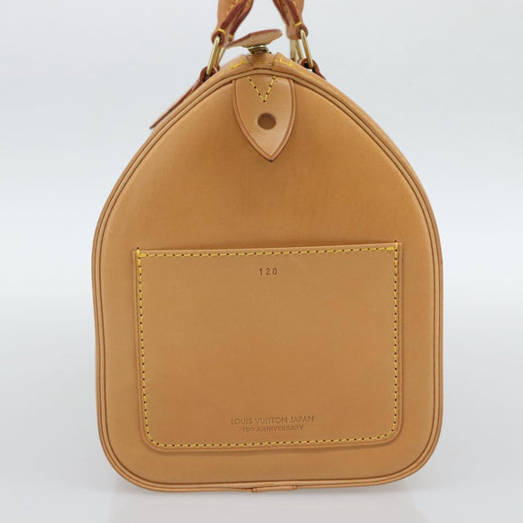 LOUIS VUITTON Nomad leather Speedy 30 Hand Bag Beige M85392 LV Auth 187464SAV
