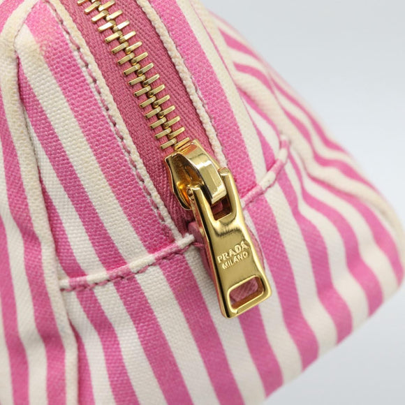 PRADA Pouch Canvas Pink Gold Auth 187465A