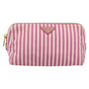 PRADA Pouch Canvas Pink Gold Auth 187465A-13