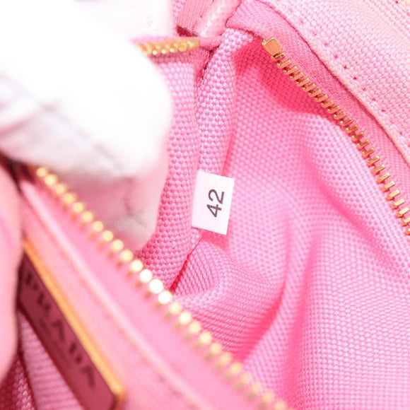 PRADA Pouch Canvas Pink Gold Auth 187465A