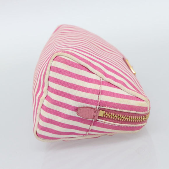PRADA Pouch Canvas Pink Gold Auth 187465A