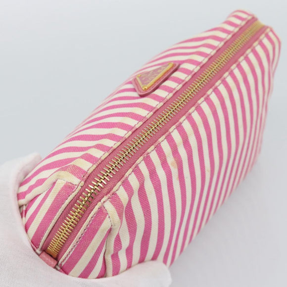 PRADA Pouch Canvas Pink Gold Auth 187465A