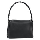 GUCCI Bamboo Shoulder Bag Leather Black Silver Auth 187466V-1