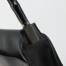 GUCCI Bamboo Shoulder Bag Leather Black Silver Auth 187466V-14