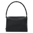 GUCCI Bamboo Shoulder Bag Leather Black Silver Auth 187466V-2