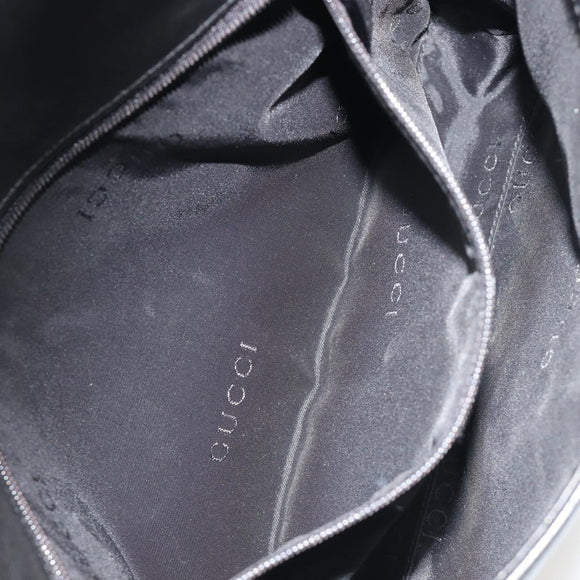 GUCCI Bamboo Shoulder Bag Leather Black Silver Auth 187466V