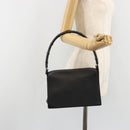 GUCCI Bamboo Shoulder Bag Leather Black Silver Auth 187466V-24