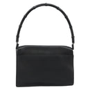 GUCCI Bamboo Shoulder Bag Leather Black Silver Auth 187466V-3
