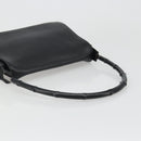GUCCI Bamboo Shoulder Bag Leather Black Silver Auth 187466V-7