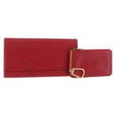 LOUIS VUITTON Epi Wallet 2 Set Red LV Auth 187468A-1