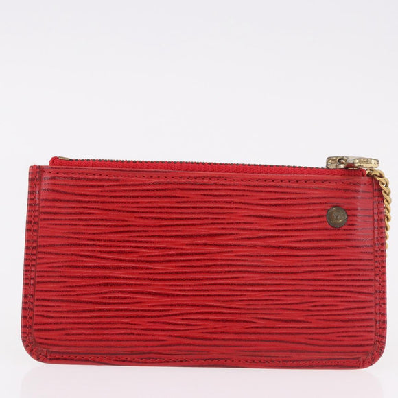 LOUIS VUITTON Epi Wallet 2 Set Red LV Auth 187468A