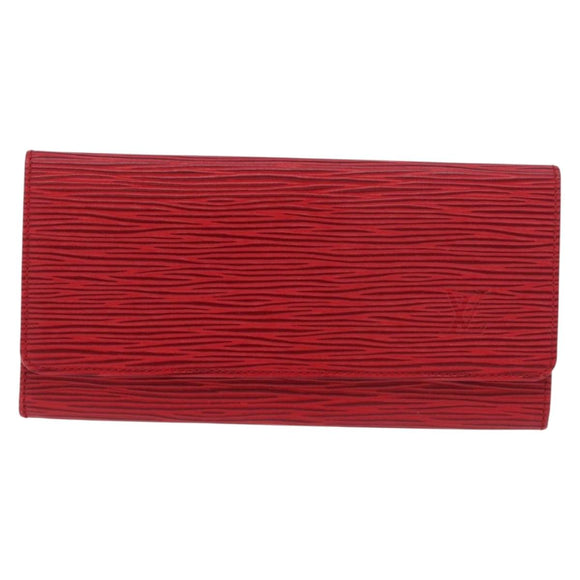 LOUIS VUITTON Epi Wallet 2 Set Red LV Auth 187468A