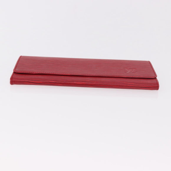 LOUIS VUITTON Epi Wallet 2 Set Red LV Auth 187468A
