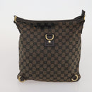 GUCCI GG Canvas Bamboo Shoulder Bag Leather Canvas 3 Set Brown Black Auth 187469-16