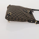 GUCCI GG Canvas Bamboo Shoulder Bag Leather Canvas 3 Set Brown Black Auth 187469-18