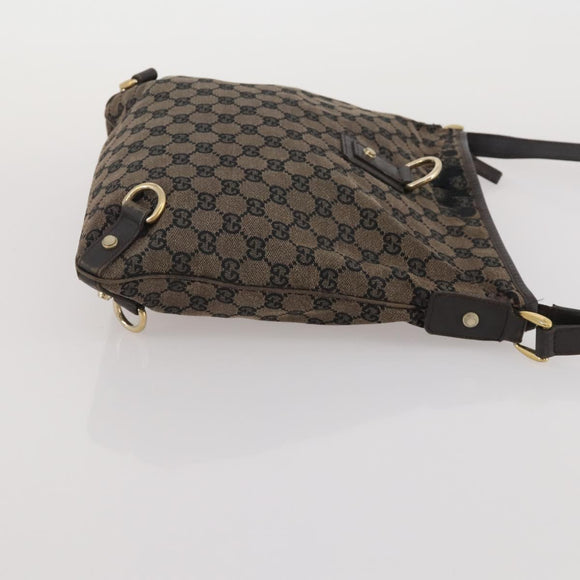 GUCCI GG Canvas Bamboo Shoulder Bag Leather Canvas 3 Set Brown Black Auth 187469