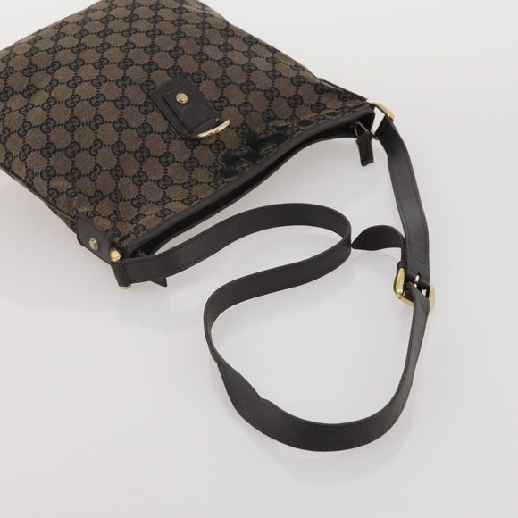 GUCCI GG Canvas Bamboo Shoulder Bag Leather Canvas 3 Set Brown Black Auth 187469