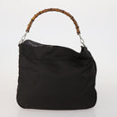 GUCCI GG Canvas Bamboo Shoulder Bag Leather Canvas 3 Set Brown Black Auth 187469-2