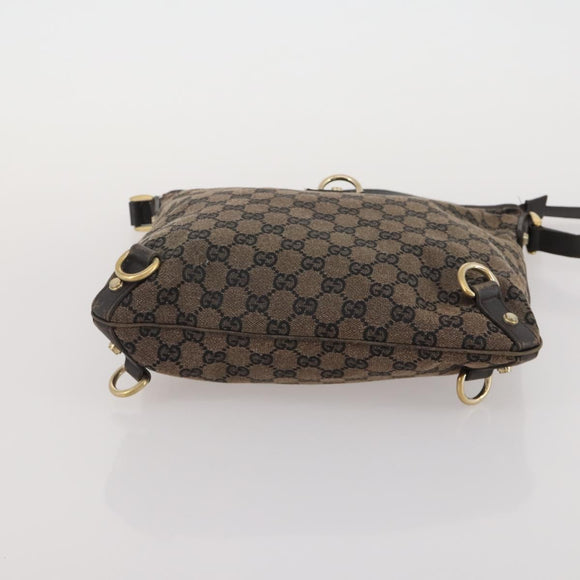 GUCCI GG Canvas Bamboo Shoulder Bag Leather Canvas 3 Set Brown Black Auth 187469
